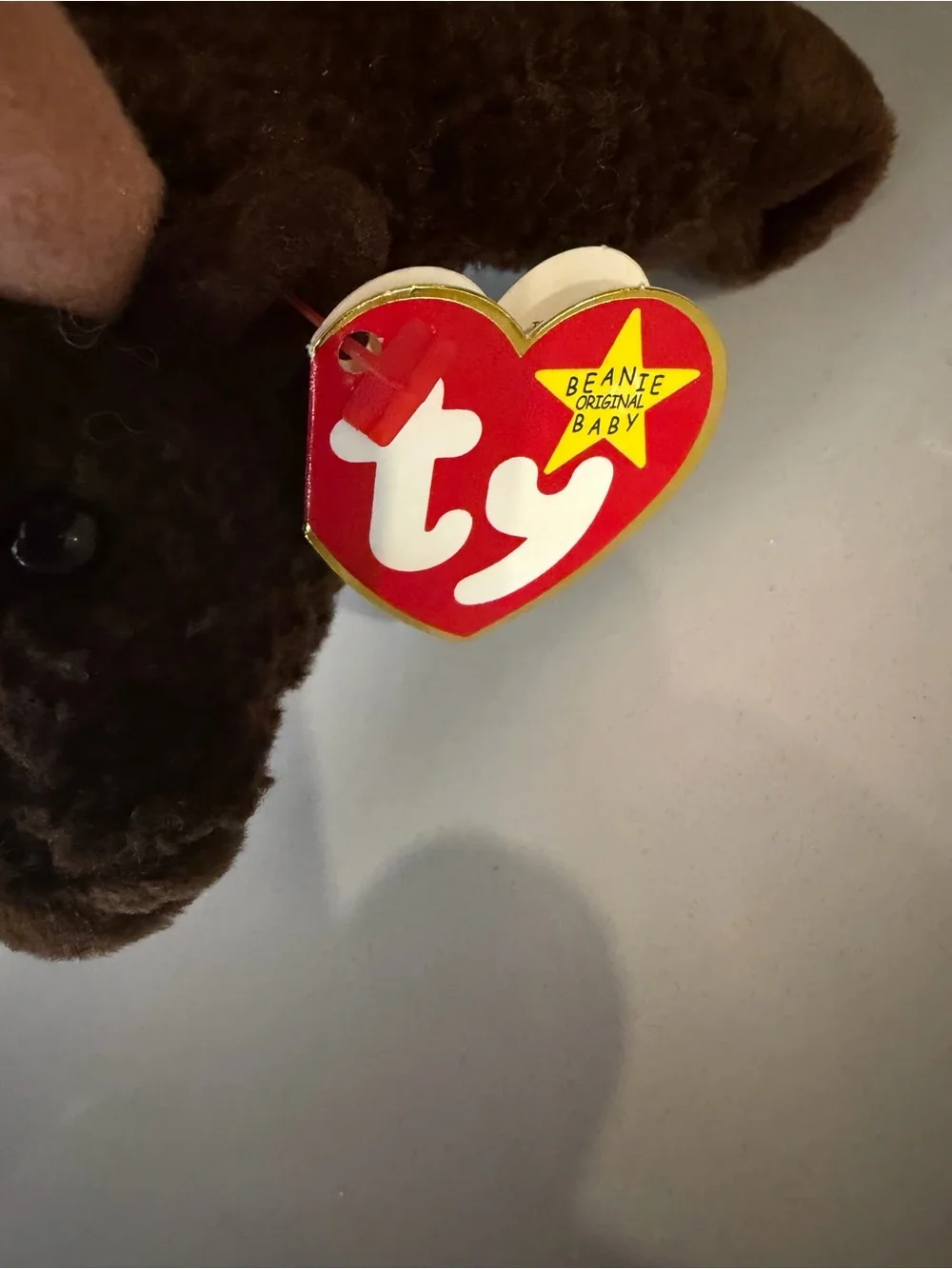 Ty Plush Brown Buffalo with Red Heart Tag